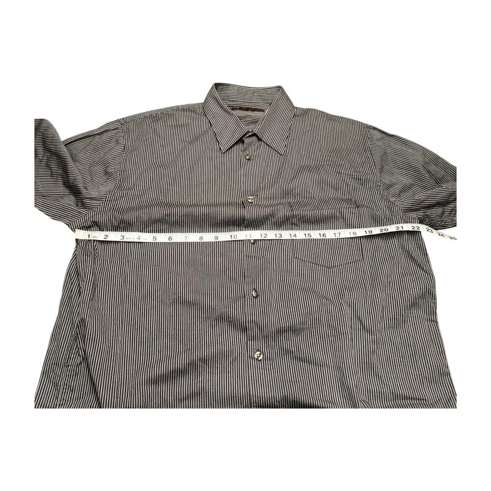 Perry Ellis Men L Striped Cotton Button Down Dress Shirt Long Sleeve - Picture 4 of 7